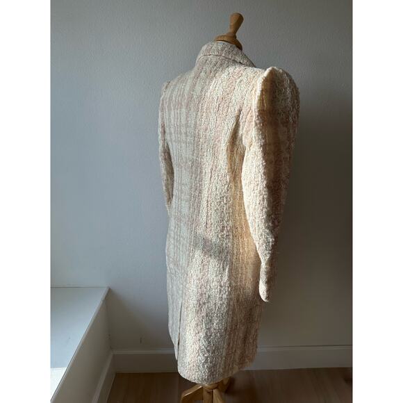 LoveShackFancy Winter White Asryn Tweed Double Breasted Long Coat Size Small - Picture 9 of 13